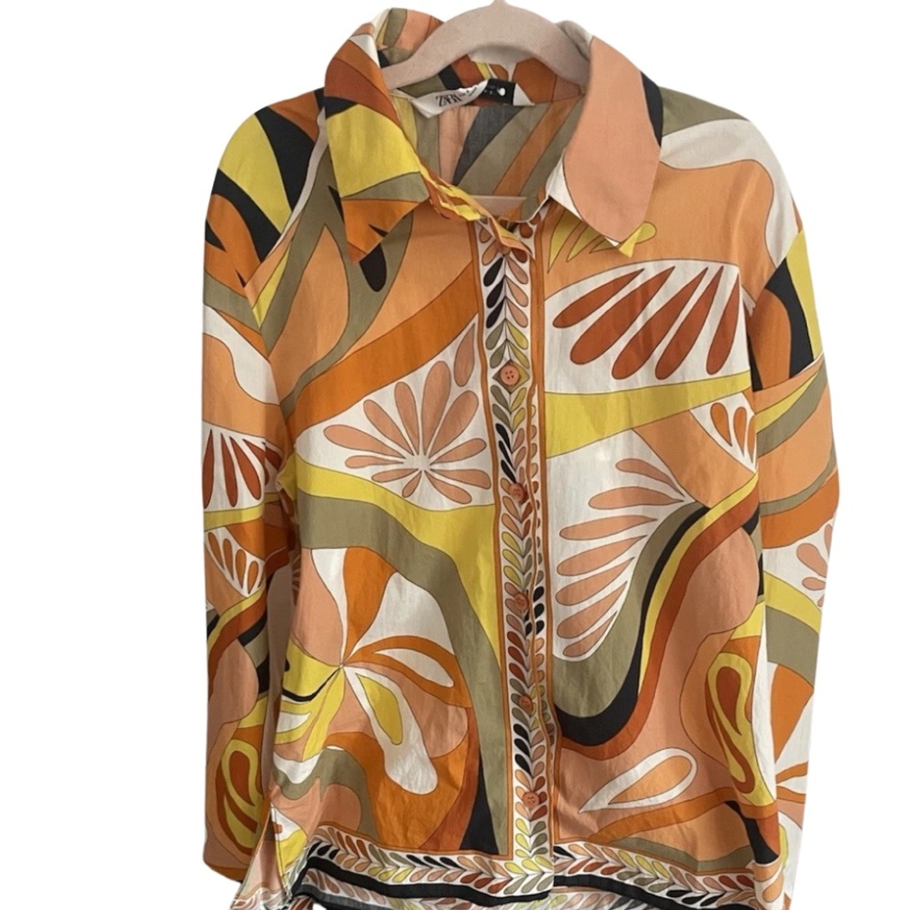 Not for sale ZARA Shirt Abstract Retro Print Button Down Shirt (item #A16) - Picture 10 of 13